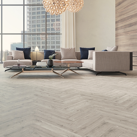 Chateau Mid Grey Luxury SPC Click Plank Flooring Herringbone Style - 5.2mm Thick