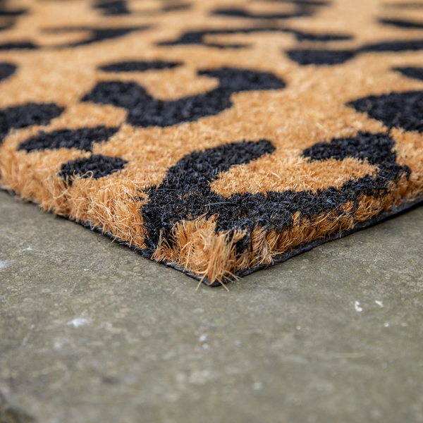 Printed Novelty Leopard Print Coir Door Mat 45cm x 75cm - Indoor and Sheltered Outdoor Use