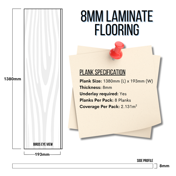 8mm Laminate Flooring Washed Old Pine Effect - Click System