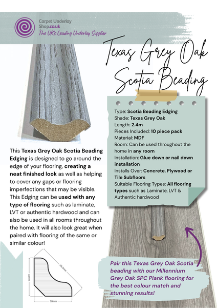 Millennium Grey Oak Luxury SPC Click Plank Flooring - Built-In Underlay Already Installed - 5.2mm Thick