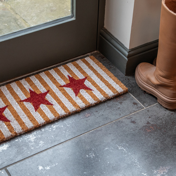 Printed Novelty Stars Coir Door Mat 27cm x 70cm - Indoor and Sheltered Outdoor Use