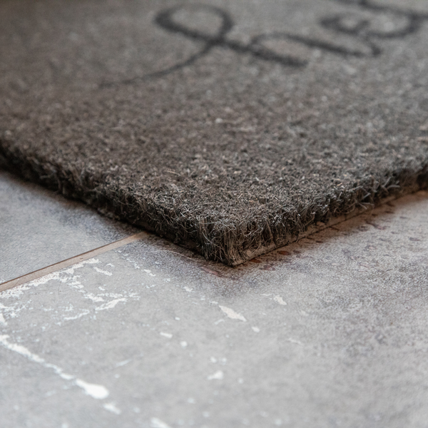 Printed Novelty Hello Sign Grey Coir Door Mat 45cm x 75cm - Indoor and Sheltered Outdoor Use