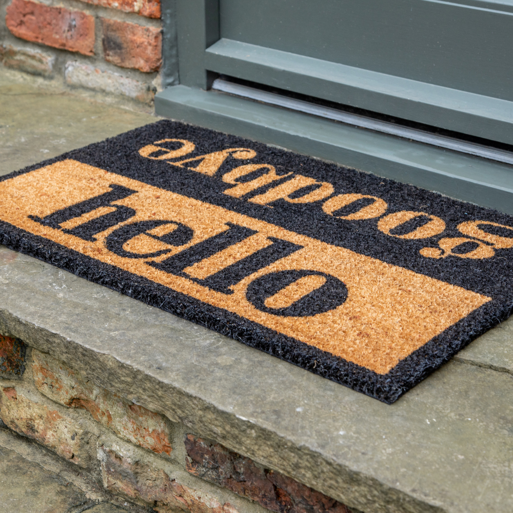 Goodbye Mat Printed Novelty Hello/Goodbye Coir Door Mat 45cm x 75cm - Indoor and S