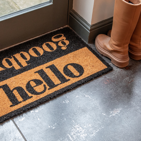 Printed Novelty Hello/Goodbye Coir Door Mat 45cm x 75cm - Indoor and Sheltered Outdoor Use