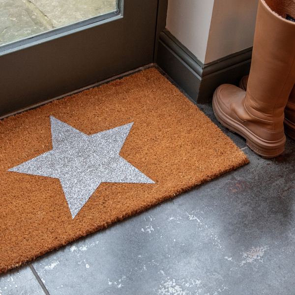 Printed Novelty Star Coir Door Mat 45cm x 75cm - Indoor and Sheltered Outdoor Use